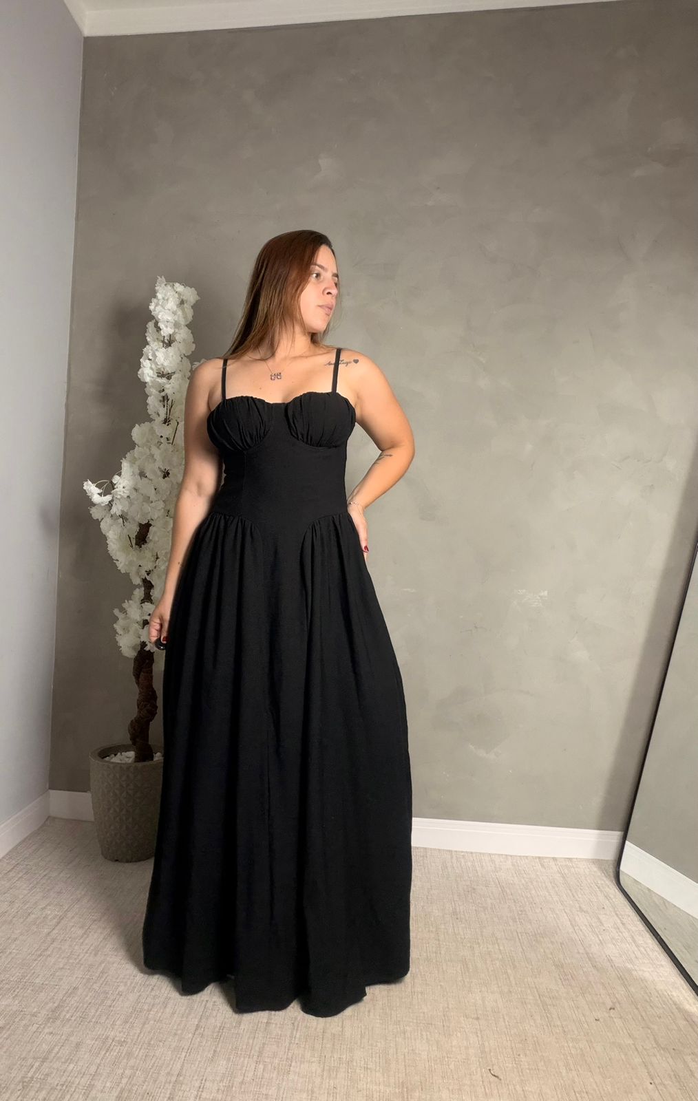 vestido longo viscose